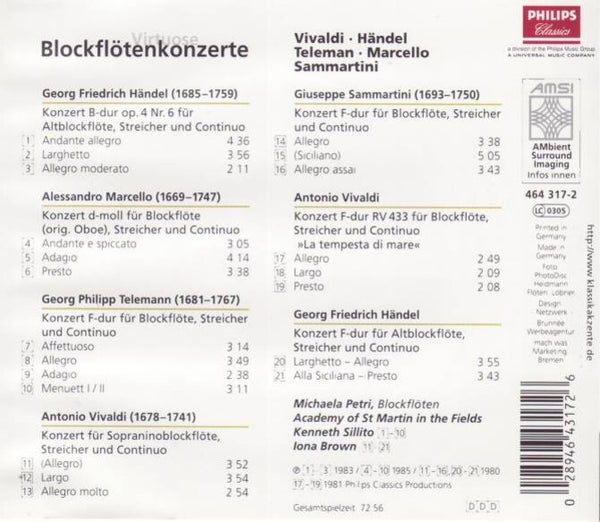 Various - Virtuose Blockflötenkonzerte (Petri/Sillito/Brown)